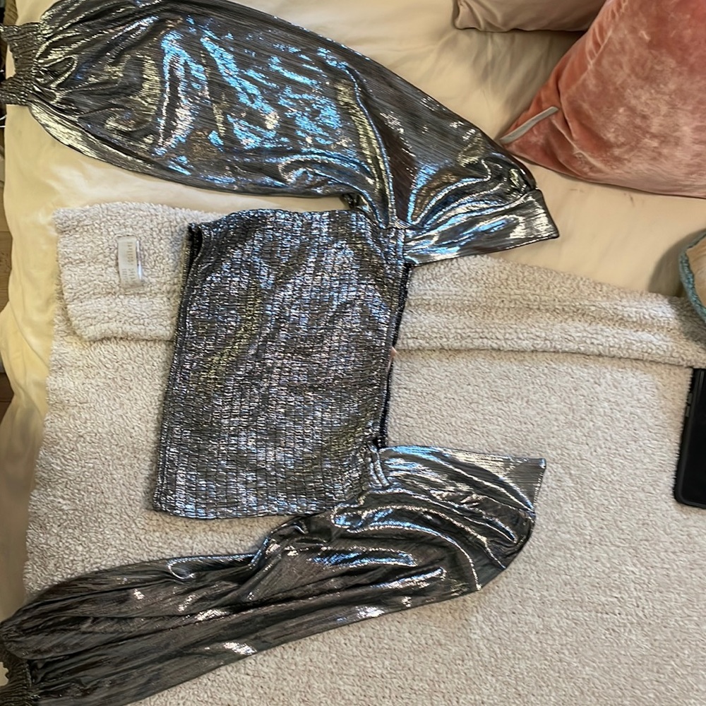 metallic going out blouse